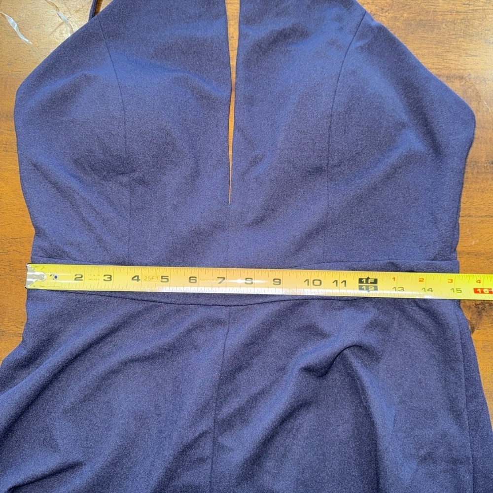 Charlotte Russe Womens Navy Halter Romper 1 Piece Shorts Backless Slit Chest L - Picture 10 of 12